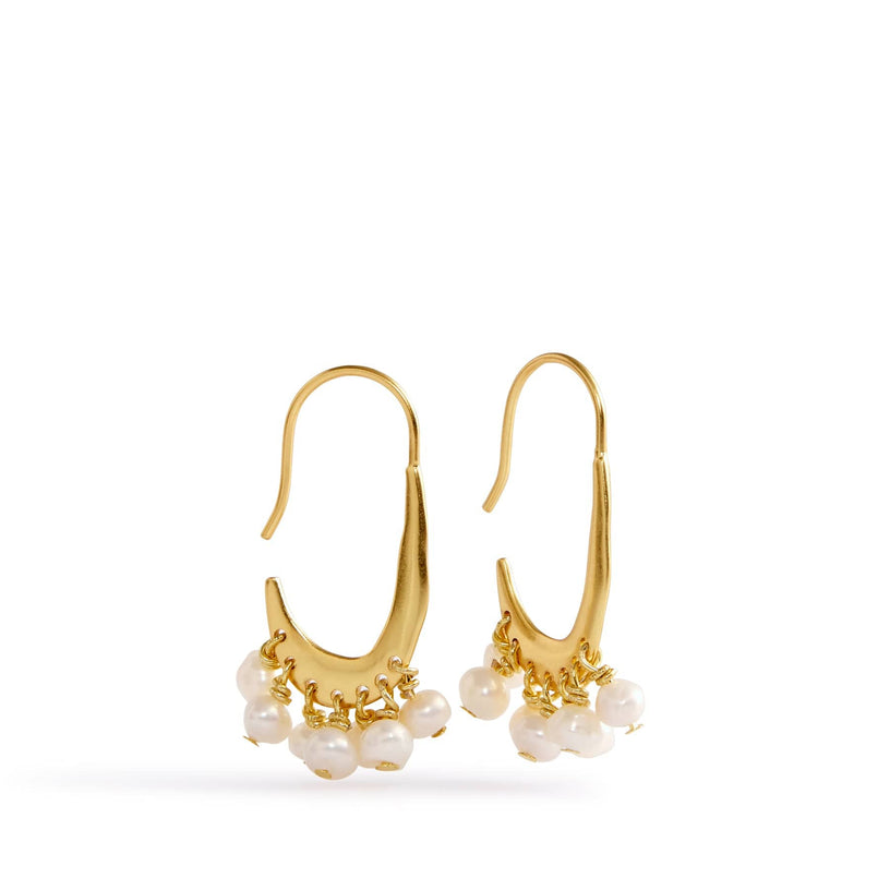 Pearl Organic Hoop Earrings-Satin Gold-Image 1-Vera Bradley