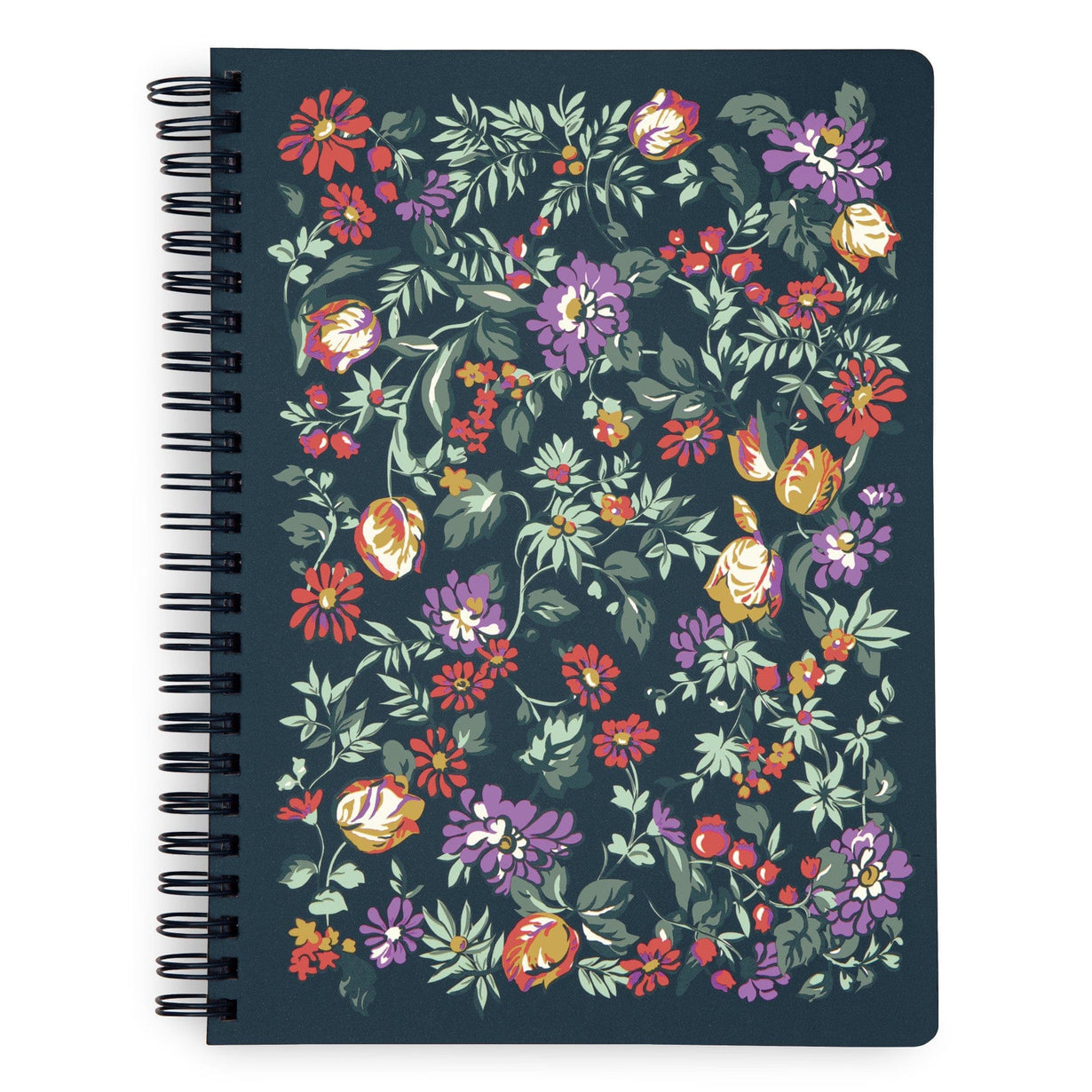 dark green mini notebook with floral pattern