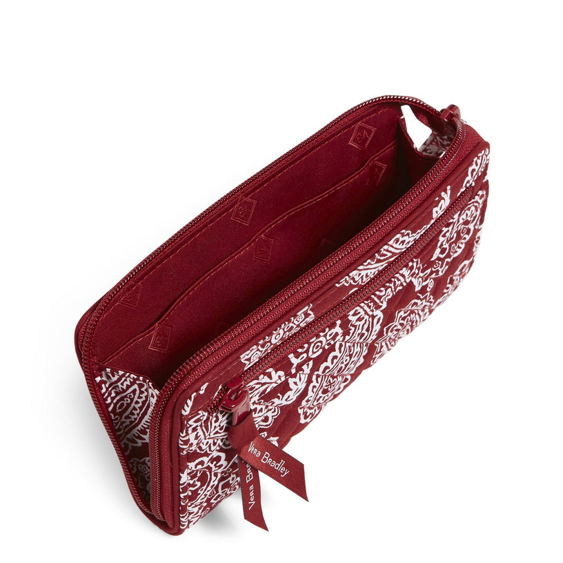 Collegiate RFID Front Zip Wristlet-Cardinal/White Bandana with Indiana University Logo-Image 3-Vera Bradley