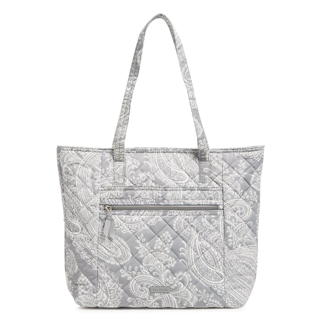 gray vera tote with white paisley pattern