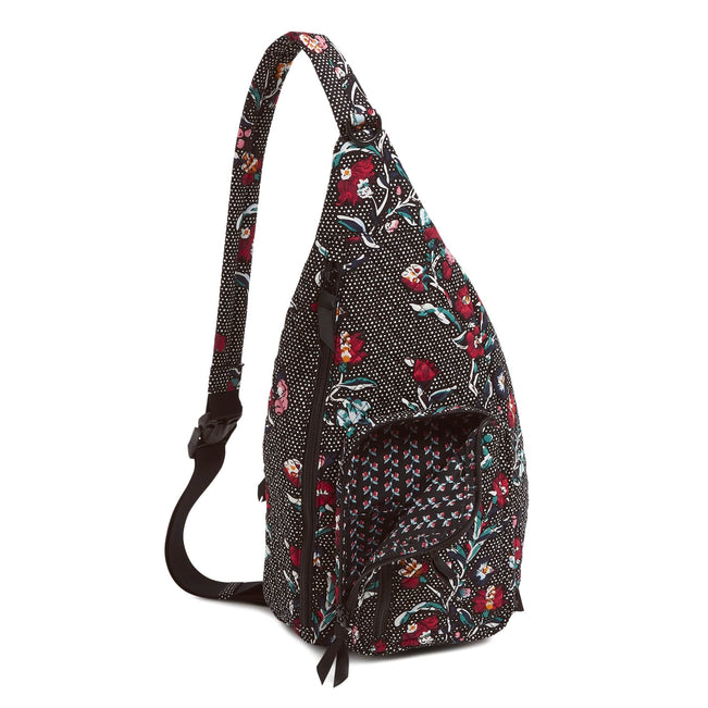 Black Sling Backpack - Perennials Noir Dot