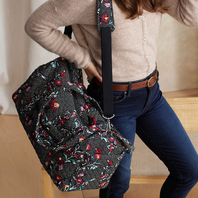 Vera Bradley Women's Cotton Large Travel Duffel Bag Perennials Gray