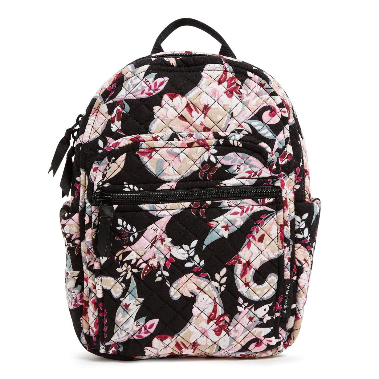 small backpack with pink paisley pattern