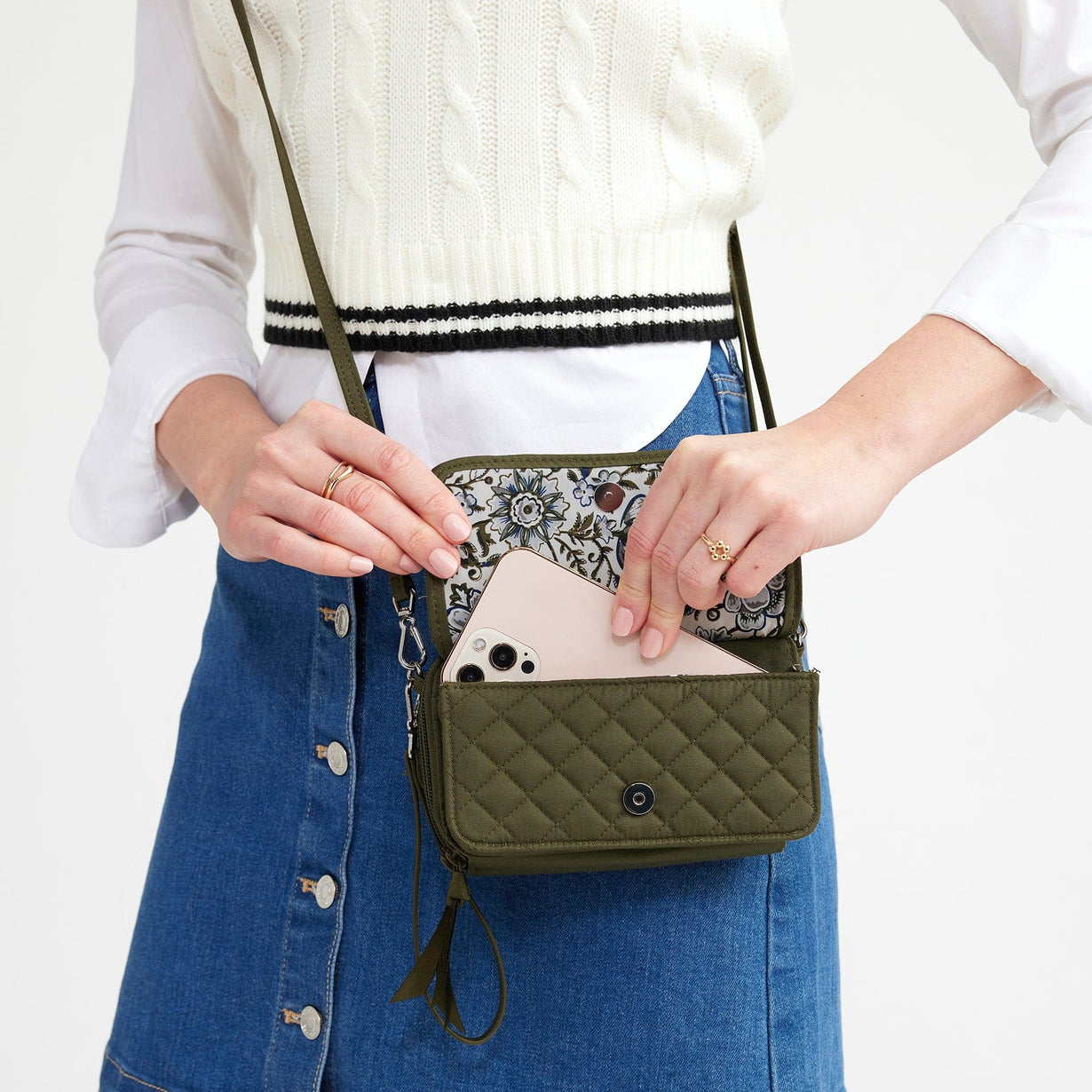 Vera Bradley Women's Recycled Cotton RFID All in One Crossbody Bag