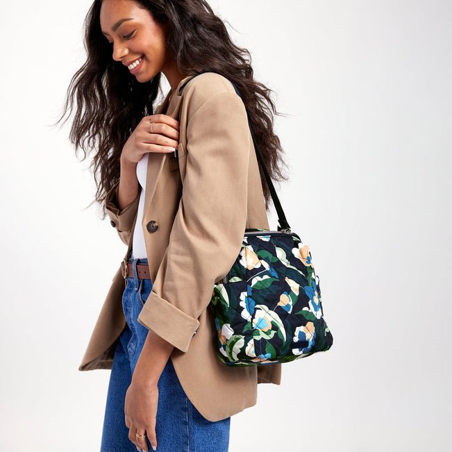 Blue Convertible Small Backpack Immersed Blooms Vera Bradley