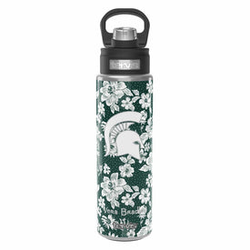 Tervis 24oz Wide Mouth Bottle-Dk Green/White Rain Garden with Michigan State University-Image 2-Vera Bradley