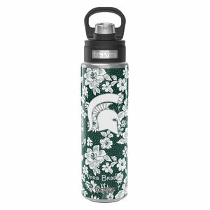 Tervis 24oz Wide Mouth Bottle - Dk Green/White Rain Garden with Michigan State University - Swatch Image