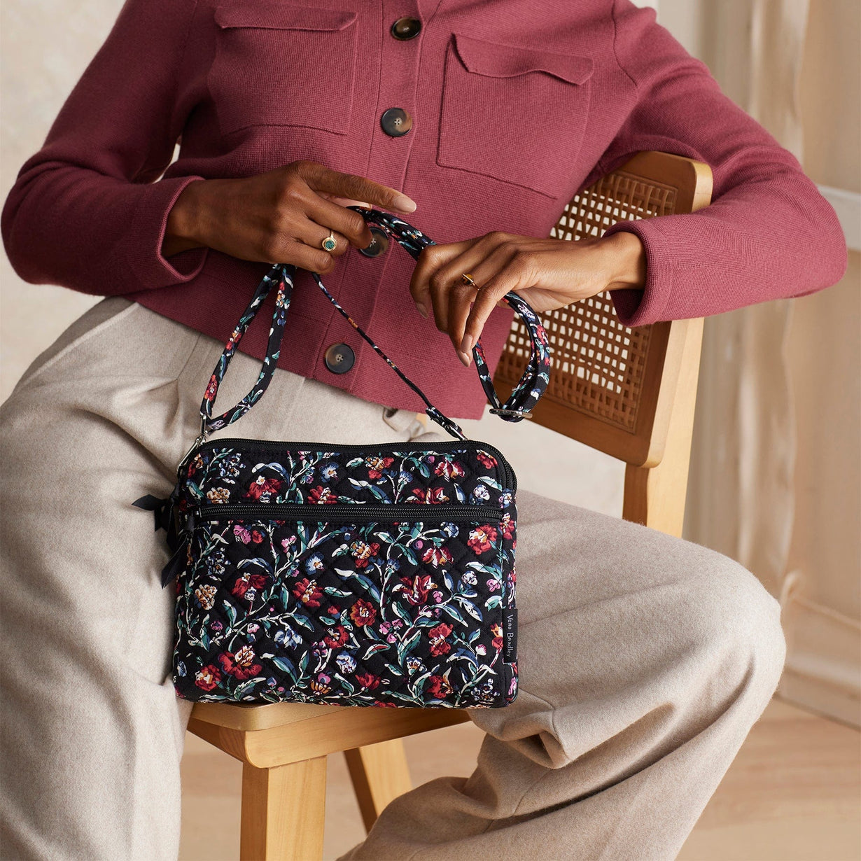 Triple Compartment Crossbody Bag Cotton Vera Bradley