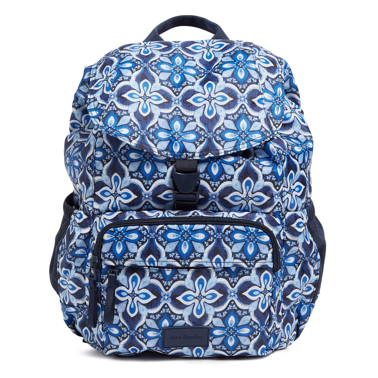 lightweight backpack for day trips with blue medallion pattern