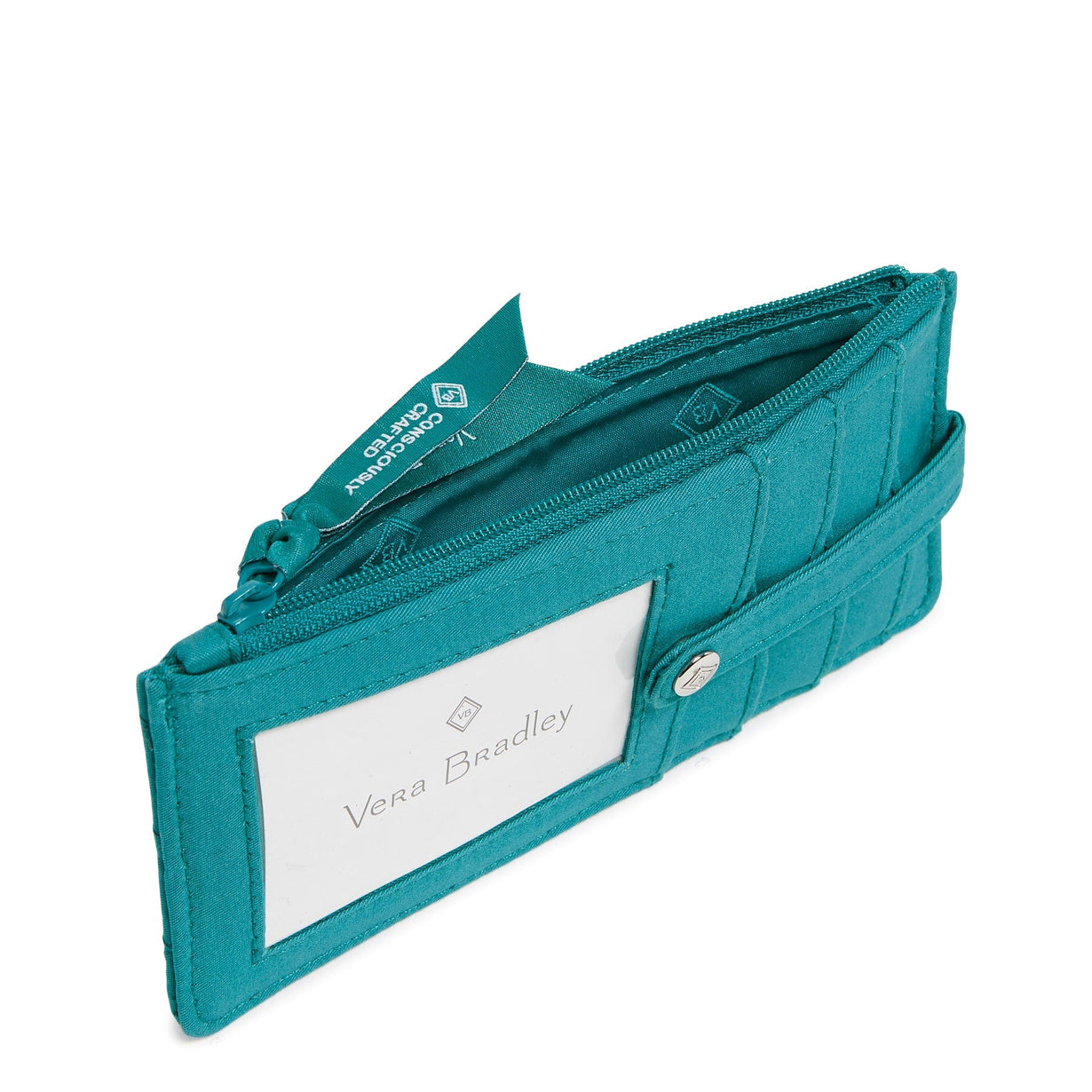 slim green quilted cotton card case