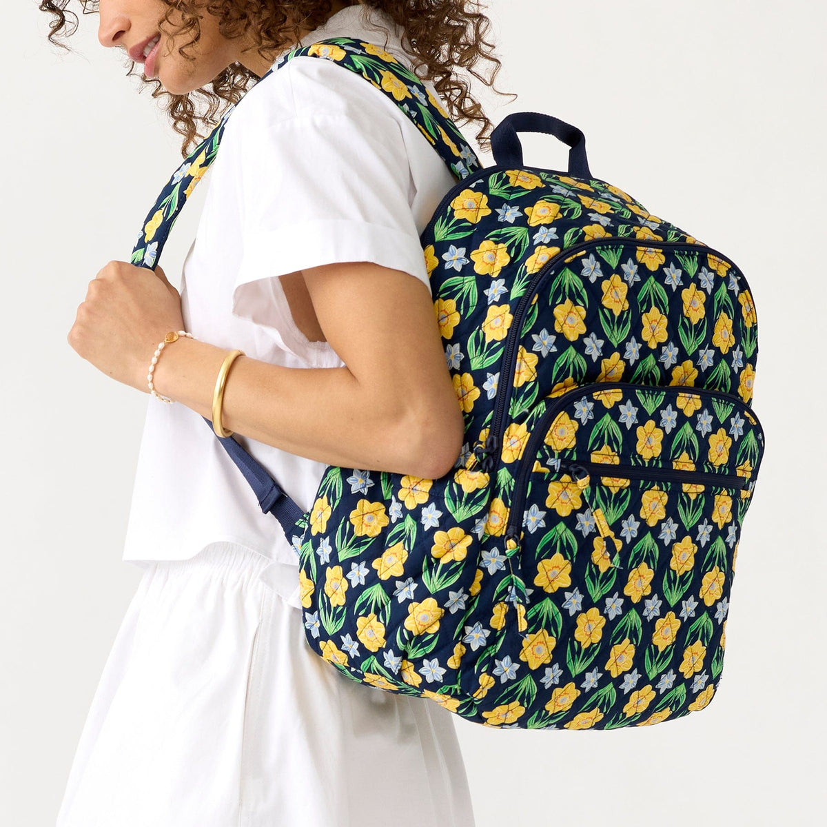Vera Bradley - Bancroft Backpack - Daffodils in Premium Cotton Bancroft Backpack - Cotton | Vera Bradley main image 4