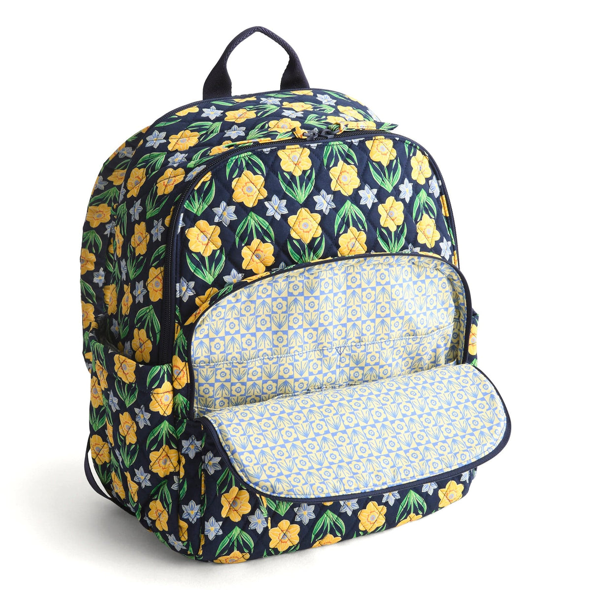 Vera Bradley Yellow and Blue Backpack with Whimsical Floral Design Vera Bradley Quilted Floral Knapsack - Yellow | Mercari main image 4