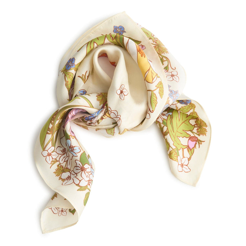 Square Silk Scarf-Meadow Bouquet Seedpearl-Image 2-Vera Bradley