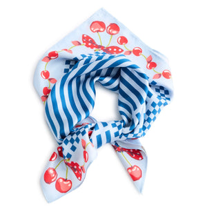 Square Silk Scarf - Cherry Stripes - Swatch Image