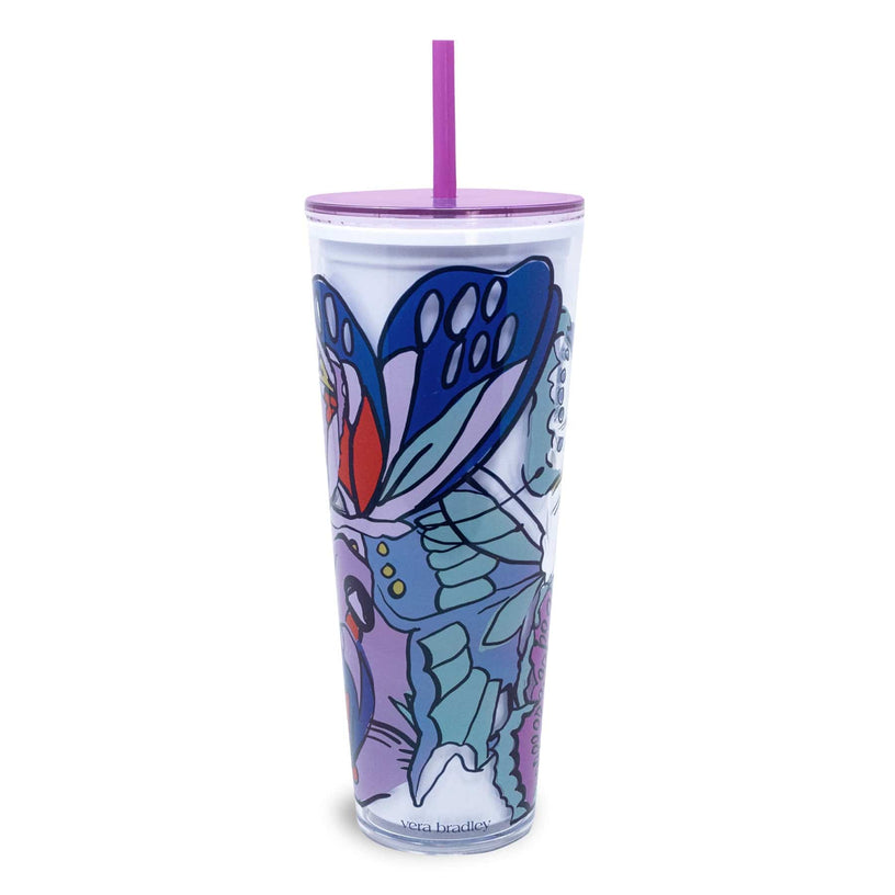 Tumbler with Straw-Flutter Cool-Image 2-Vera Bradley