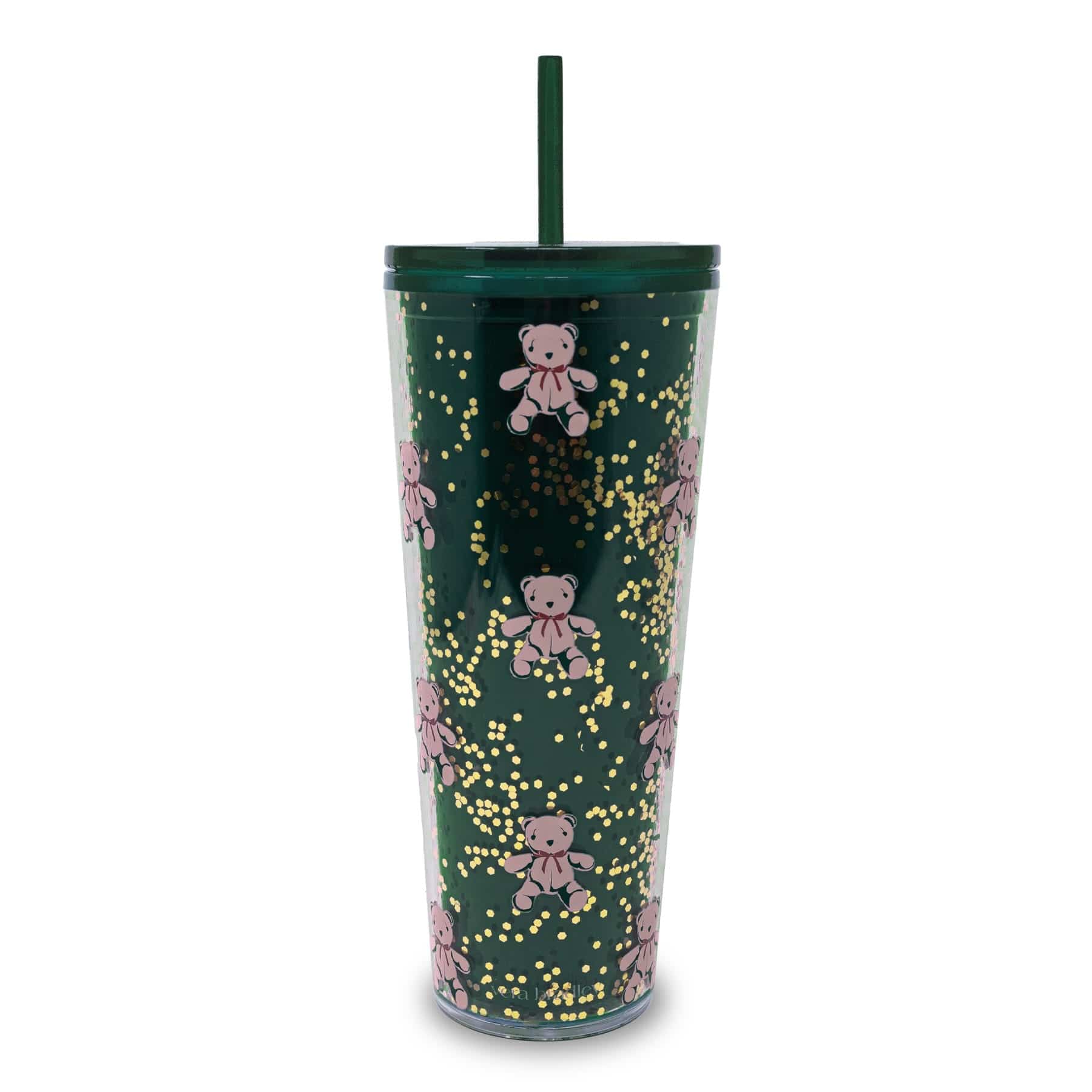 Vera Bradley 24oz Travel Tumbler with Matching Flexible Straw