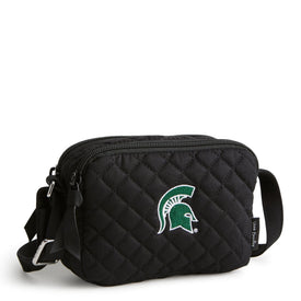 Small Stadium Crossbody-Black with Michigan State University-Image 1-Vera Bradley