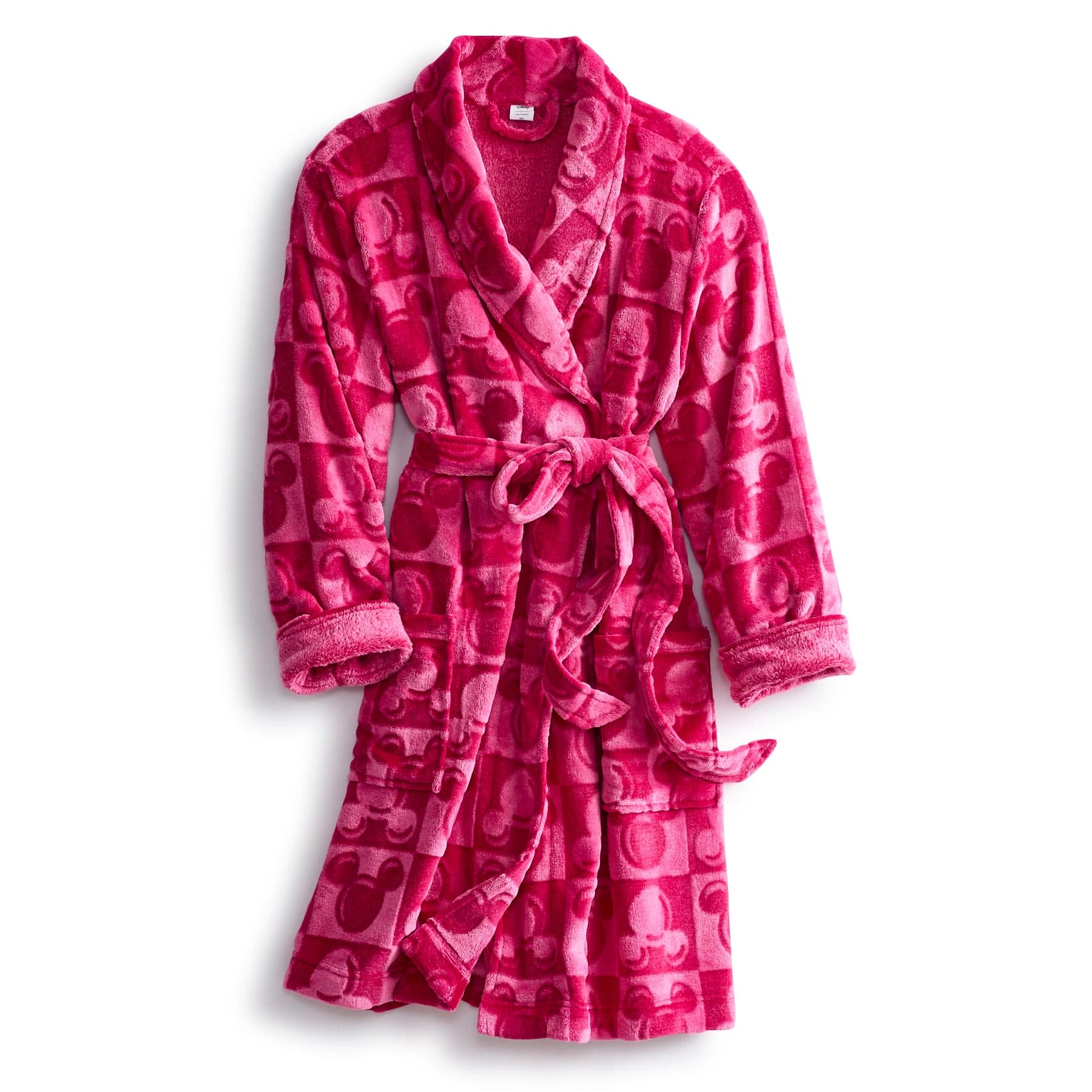 women's red fleece robe with floral pattern