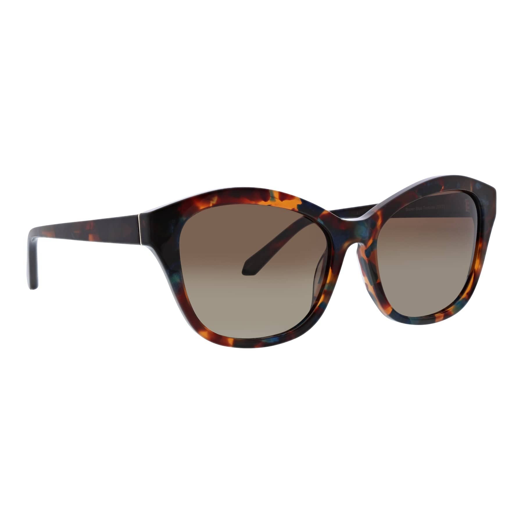 polarized sunglasses with brown blue and yellow tortoise-shell style frames