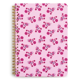 Small Spiral Notebook with Pockets - Melissa Ditsy Pink - Image 1