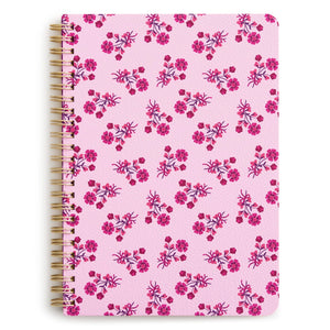 Small Spiral Notebook with Pockets - Melissa Ditsy Pink - Swatch Image