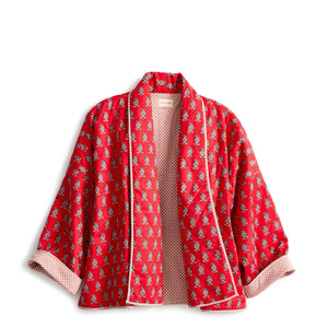 Quilted Jacket - Flowering Paisley Goji Berry / S-M-L - Swatch Image
