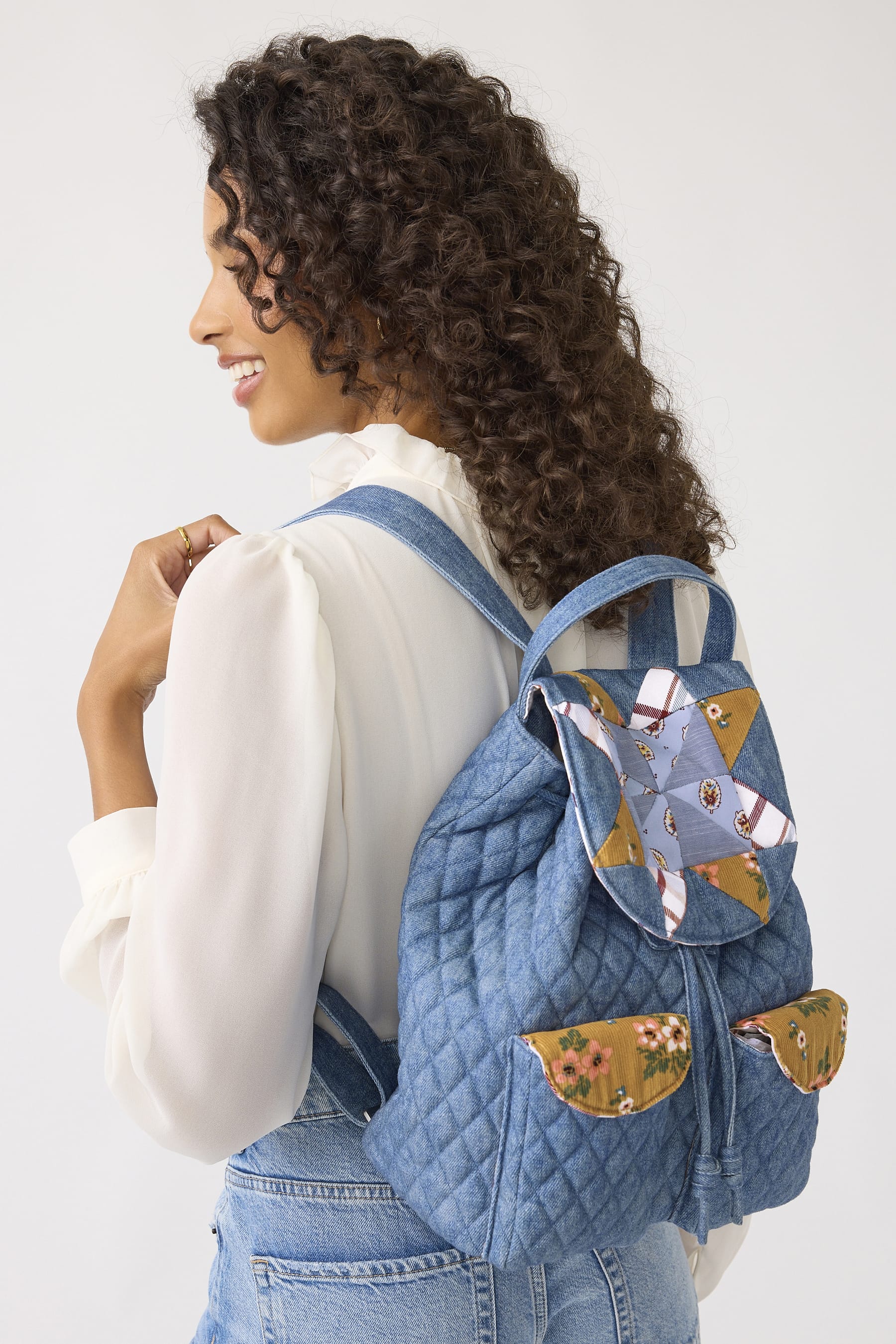 Deluxe Drawstring Backpack - Denim | Vera Bradley