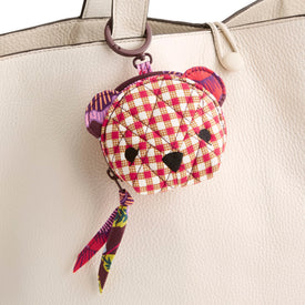 Classic Mini Bear Bag Charm - Festive Check Patchwork - Image 2
