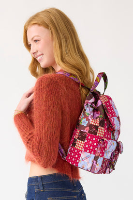 Deluxe Drawstring Backpack - Festive Check Patchwork - Image 2