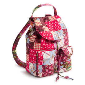 Deluxe Drawstring Backpack - Festive Check Patchwork - Image 1