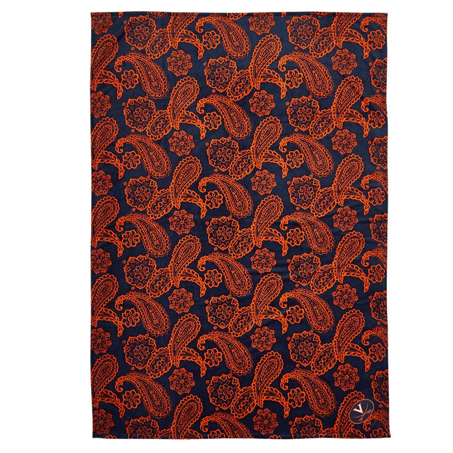 Collegiate Plush XL Throw Blanket-Navy/Orange Bandana with Univeristy of Virginia Logo-Image 1-Vera Bradley