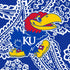 Collegiate Plush XL Throw Blanket-Royal/White Bandana with University of Kansas-Image 3-Vera Bradley
