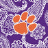 Collegiate Plush XL Throw Blanket-Purple/White Bandana with Clemson University-Image 3-Vera Bradley