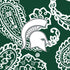 Collegiate Plush XL Throw Blanket-Dk Green/White Bandana with Michigan State University Logo-Image 2-Vera Bradley