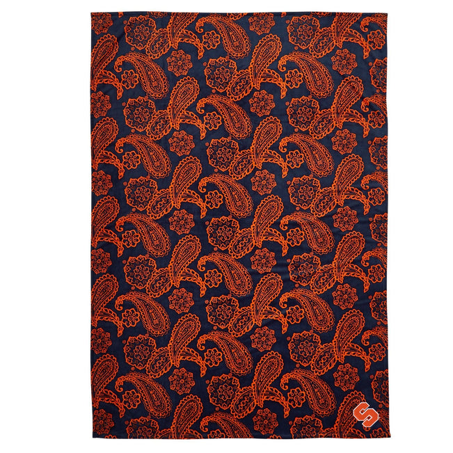 Collegiate Plush XL Throw Blanket-Navy/Orange Bandana with Syracuse University Logo-Image 1-Vera Bradley