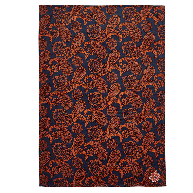 Collegiate Plush XL Throw Blanket-Navy/Orange Bandana with Auburn University Logo-Image 1-Vera Bradley