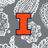 Collegiate Plush XL Throw Blanket-Gray/White Bandana with University of Illinois Logo-Image 2-Vera Bradley