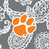 Collegiate Plush XL Throw Blanket-Gray/White Bandana with Clemson University Logo-Image 2-Vera Bradley