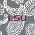 Collegiate Plush XL Throw Blanket-Gray/White Bandana with Louisiana State University Logo-Image 2-Vera Bradley