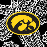 Collegiate Triple Zip Hipster Crossbody-Black/White Bandana with University of Iowa-Image 5-Vera Bradley