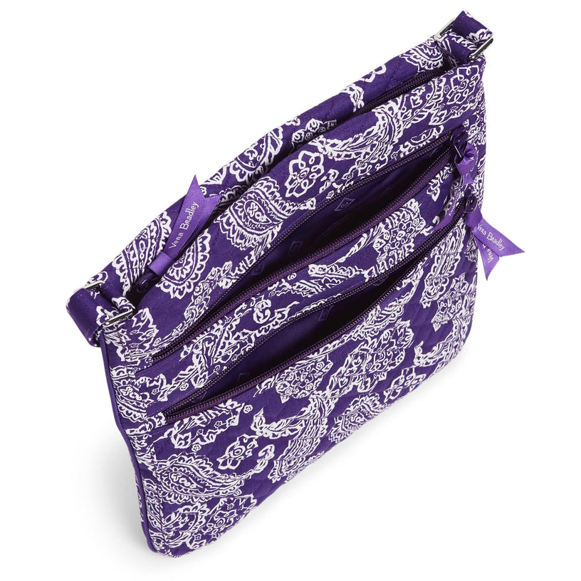 Collegiate Triple Zip Hipster Crossbody-Purple/White Bandana with Louisiana State University-Image 5-Vera Bradley