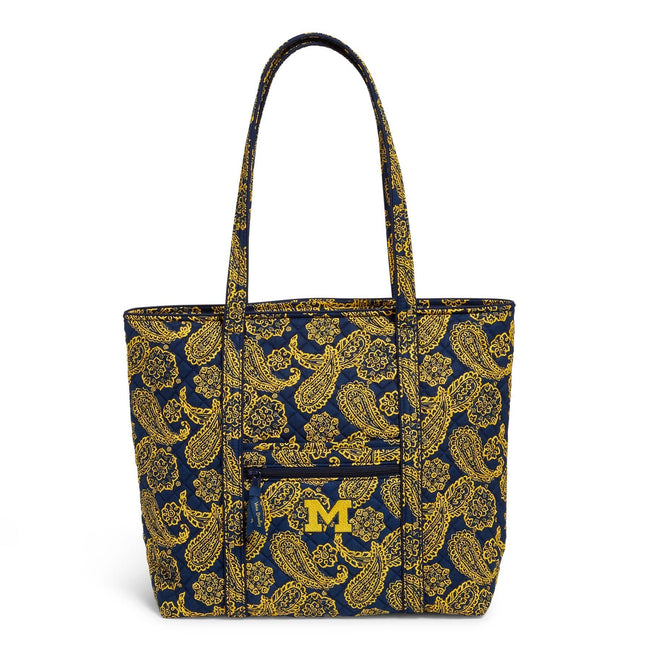 Collegiate Vera Tote Bag-Navy/Gold Bandana with University of Michigan Logo-Image 1-Vera Bradley