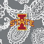 Collegiate Vera Tote Bag-Gray/White Bandana with Iowa State University Logo-Image 2-Vera Bradley