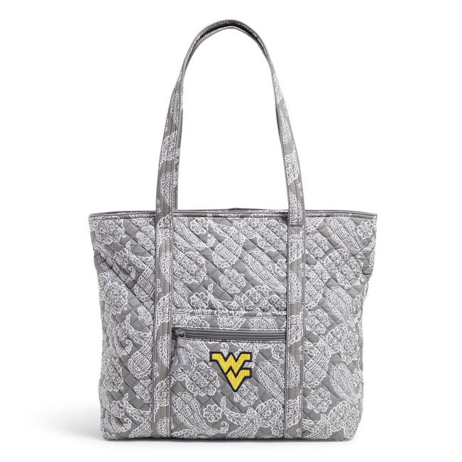 Collegiate Vera Tote Bag-Gray/White Bandana with West Virginia University Logo-Image 1-Vera Bradley