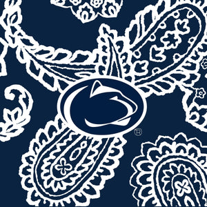 Collegiate Large Travel Duffel Bag-Navy/White Bandana with Penn State University Logo-Image 2-Vera Bradley
