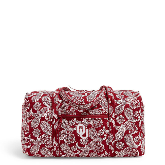 Collegiate Large Travel Duffel Bag-Cardinal/White Bandana with University of Oklahoma Logo-Image 1-Vera Bradley