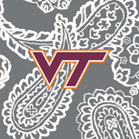 Collegiate Large Travel Duffel Bag-Gray/White Bandana with Virginia Tech Logo-Image 2-Vera Bradley