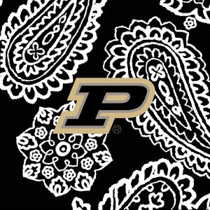 Collegiate RFID All in One Crossbody Bag-Black/White Bandana with Purdue University Logo-Image 2-Vera Bradley