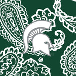 Collegiate RFID All in One Crossbody Bag-Dk Green/White Bandana with Michigan State University Logo-Image 2-Vera Bradley