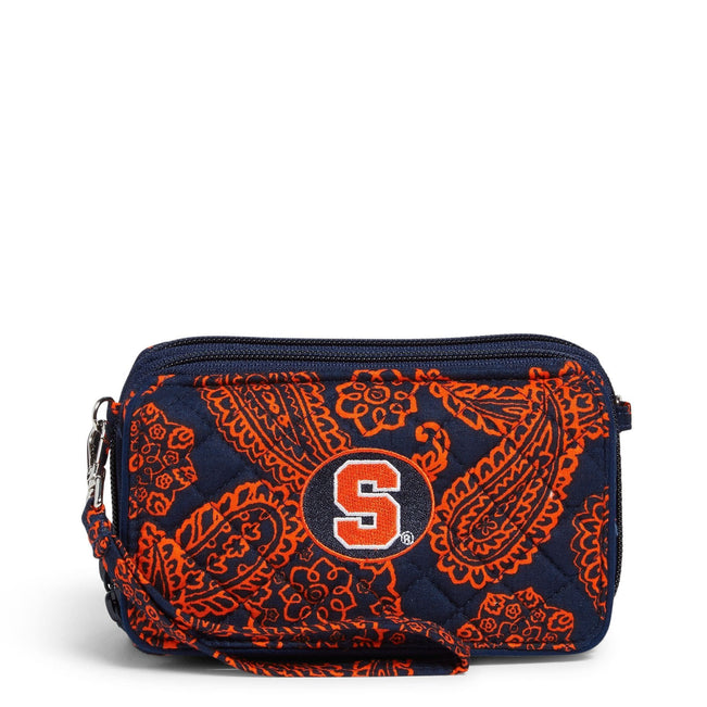 Collegiate RFID All in One Crossbody Bag-Navy/Orange Bandana with Syracuse University Logo-Image 1-Vera Bradley